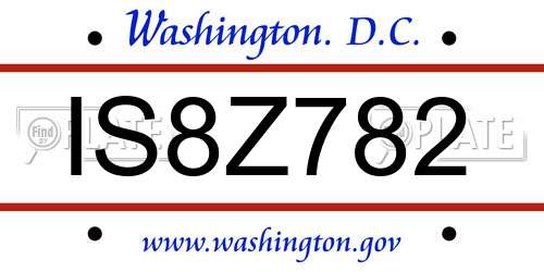 IS8Z782 District Of Columbia License Plate