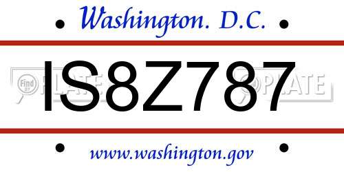 IS8Z787 District Of Columbia License Plate
