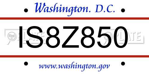 IS8Z850 District Of Columbia License Plate