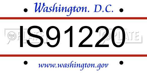 IS91220 District Of Columbia License Plate