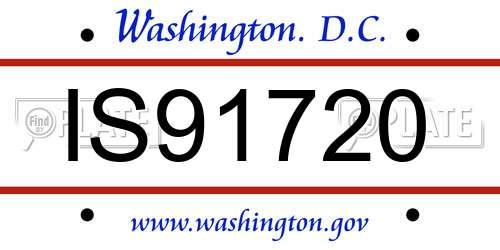IS91720 District Of Columbia License Plate