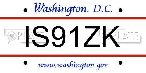 IS91ZK District Of Columbia License Plate