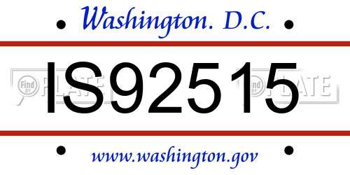 IS92515 District Of Columbia License Plate