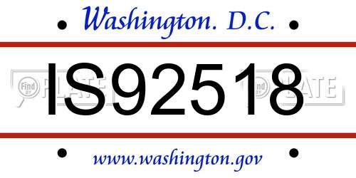 IS92518 District Of Columbia License Plate