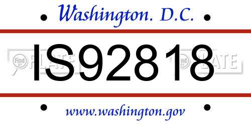 IS92818 District Of Columbia License Plate