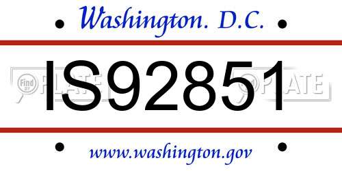 IS92851 District Of Columbia License Plate