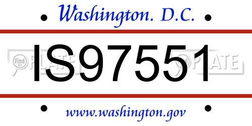 IS97551 District Of Columbia License Plate