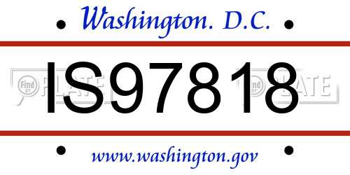 IS97818 District Of Columbia License Plate