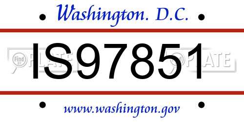 IS97851 District Of Columbia License Plate