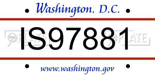 IS97881 District Of Columbia License Plate