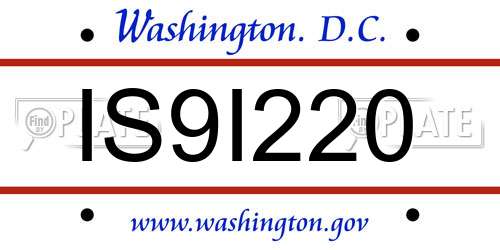 IS9I220 District Of Columbia License Plate