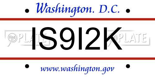 IS9I2K District Of Columbia License Plate