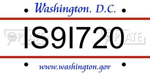 IS9I720 District Of Columbia License Plate