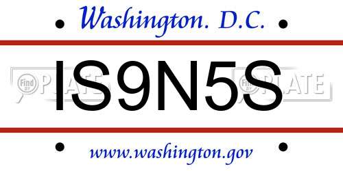 IS9N5S District Of Columbia License Plate