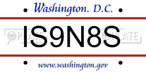 IS9N8S District Of Columbia License Plate