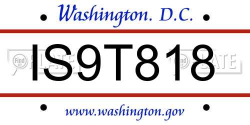 IS9T818 District Of Columbia License Plate