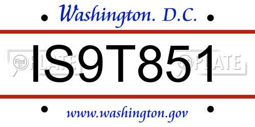 IS9T851 District Of Columbia License Plate