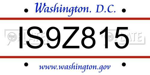 IS9Z815 District Of Columbia License Plate