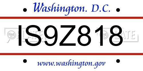 IS9Z818 District Of Columbia License Plate