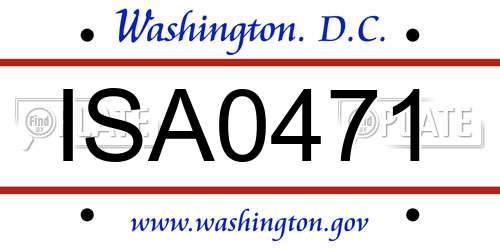 ISA0471 District Of Columbia License Plate