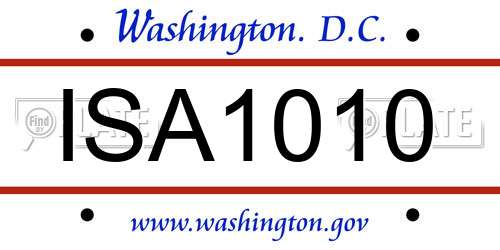 ISA1010 District Of Columbia License Plate