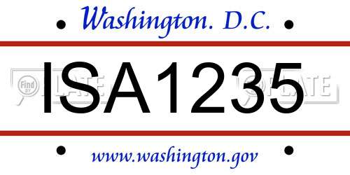 ISA1235 District Of Columbia License Plate