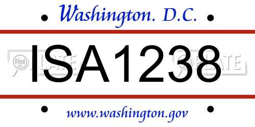 ISA1238 District Of Columbia License Plate