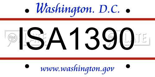 ISA1390 District Of Columbia License Plate