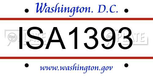 ISA1393 District Of Columbia License Plate