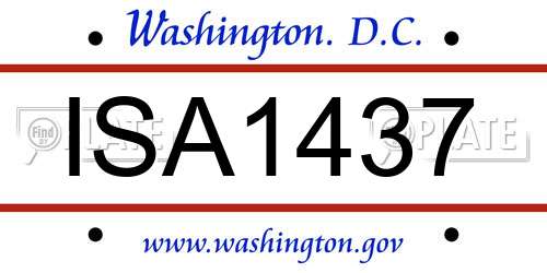 ISA1437 District Of Columbia License Plate