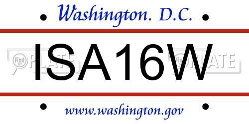 ISA16W District Of Columbia License Plate