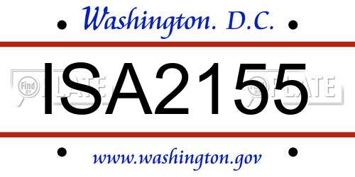ISA2155 District Of Columbia License Plate