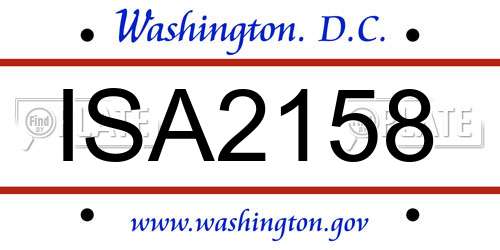 ISA2158 District Of Columbia License Plate