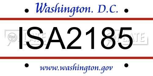 ISA2185 District Of Columbia License Plate