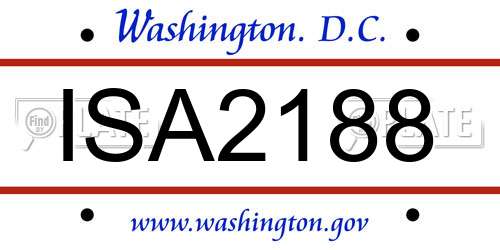 ISA2188 District Of Columbia License Plate