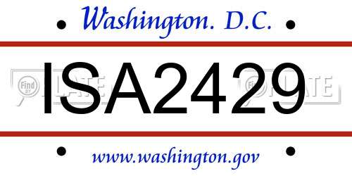 ISA2429 District Of Columbia License Plate