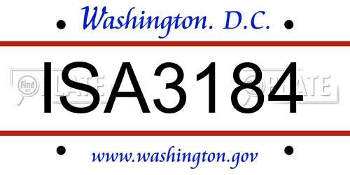 ISA3184 District Of Columbia License Plate