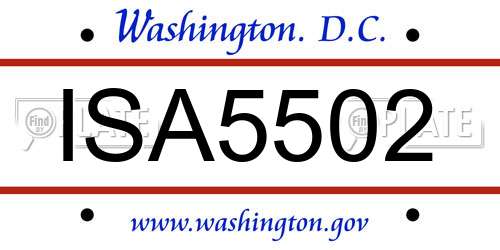 ISA5502 District Of Columbia License Plate
