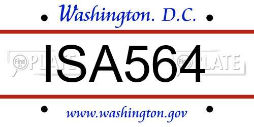 ISA564 District Of Columbia License Plate