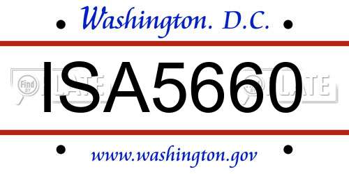 ISA5660 District Of Columbia License Plate
