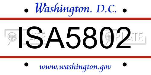 ISA5802 District Of Columbia License Plate
