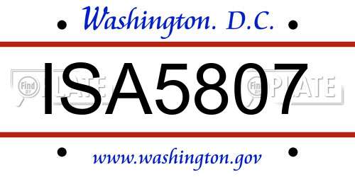 ISA5807 District Of Columbia License Plate