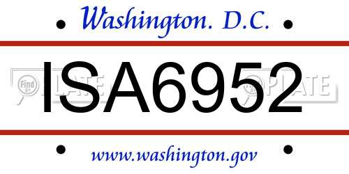 ISA6952 District Of Columbia License Plate