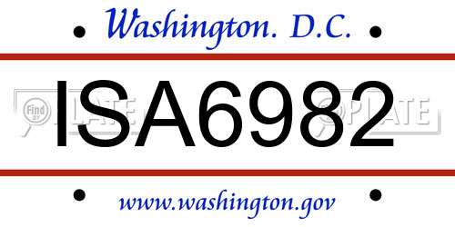 ISA6982 District Of Columbia License Plate