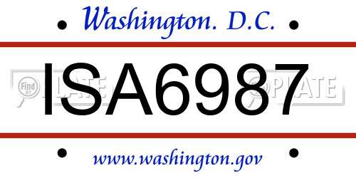 ISA6987 District Of Columbia License Plate