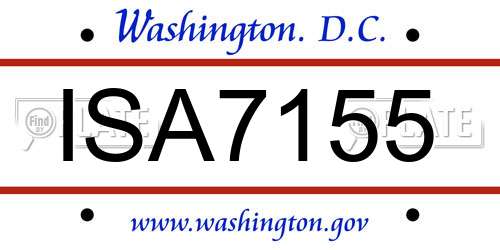 ISA7155 District Of Columbia License Plate