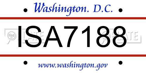 ISA7188 District Of Columbia License Plate
