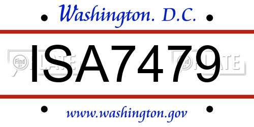 ISA7479 District Of Columbia License Plate