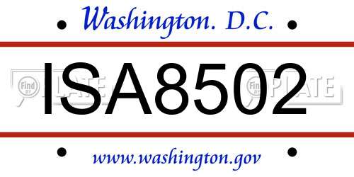 ISA8502 District Of Columbia License Plate