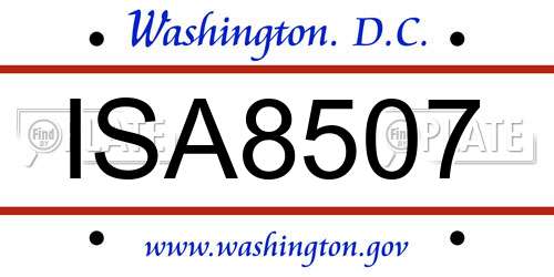 ISA8507 District Of Columbia License Plate